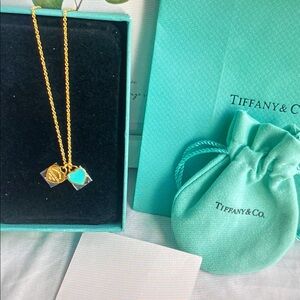 Tiffany & Co Gold Necklace with Turquoise Heart Charm